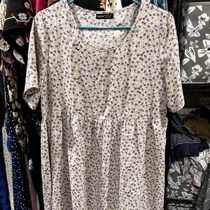 SHEIN Lavender Floral Short Sleeve Top